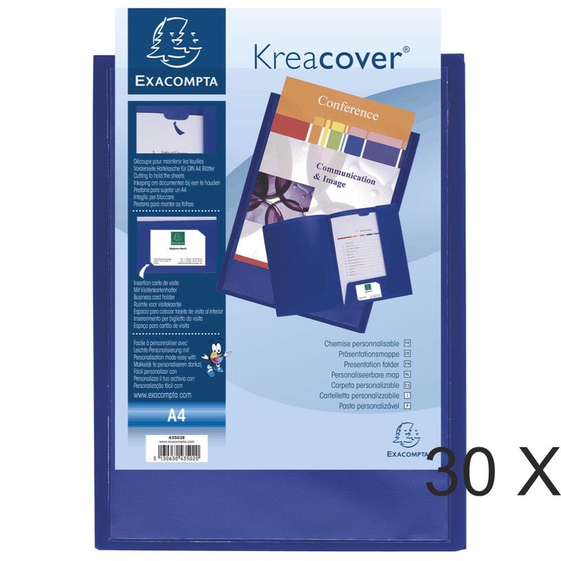 3130631435029-Exacompta Kreacover - 30 Chemises de présentation personnalisables - A4 - bleu-P_400011233_1-0