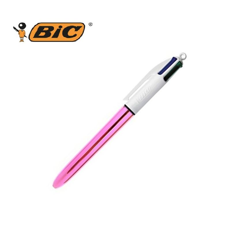 3086123310391-BIC 4 Couleurs Shine - Stylo à bille 4 couleurs - corps rose-P_400011350_1-0