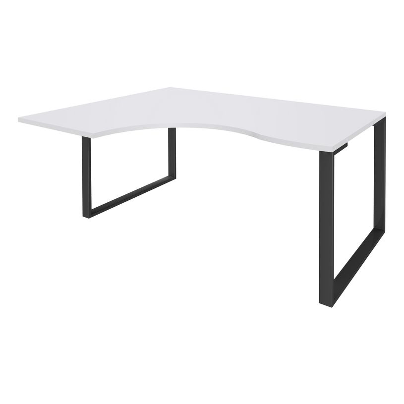 0404000123262-Bureau compact LOFTER - L160 cm - Retour à gauche - Plateau Blanc - pied Carbone - (pied de renfort obligat-P_400012326_1-0