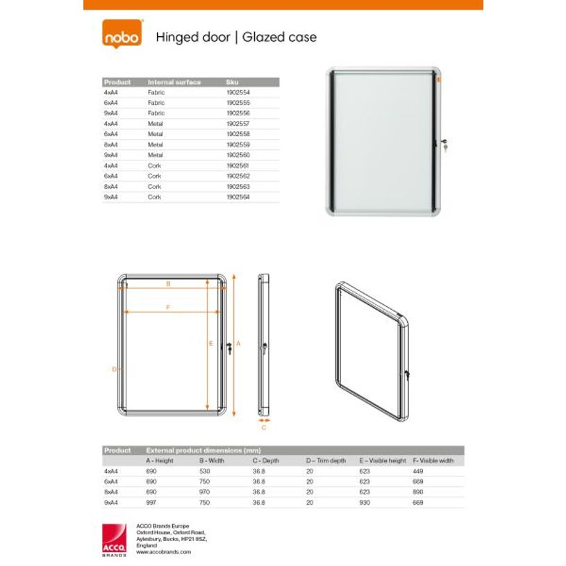 5028252063913-Nobo - Vitrine d'affichage - 6 feuilles A4 - surface magnetique - porte battante - 70,8 x 66,7 x 4,3 cm--4