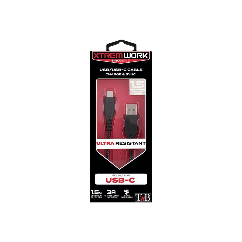 3303170089293-T'nB Xtrem work Pro - Câble USB 2.0 vers USB type-C - 1.5 m - noir/gris-P_400013495_3-2