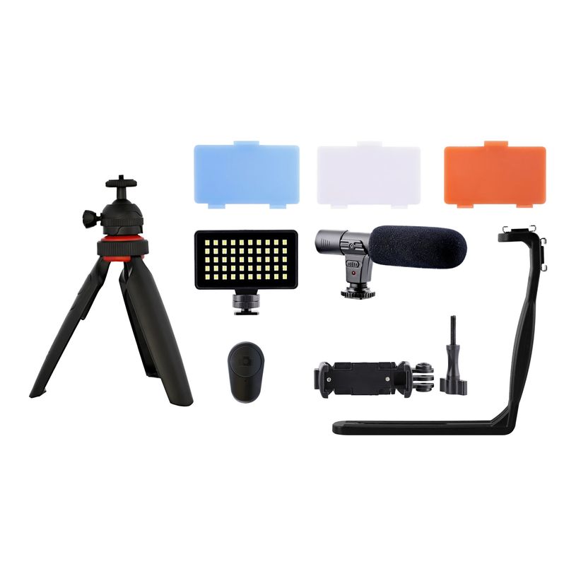 3303170097601-T'nB Influence - Pack Vlogger vidéo avec mini-trépied, support smartphone, micro, projecteur L-P_400013512_9-3