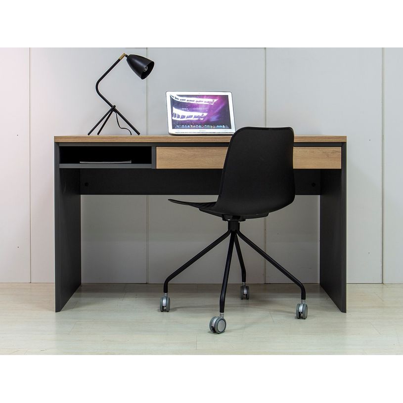 3483601089105-Bureau ARCADE - 126 cm - avec tiroir et niche - chêne du bocage/anthracite-P_400013548_1-0