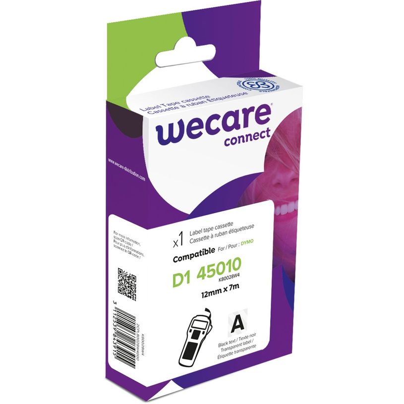 3112539843915-WECARE - Ruban d'étiquettes auto-adhésives pour DYMO - D1 45010 -  1 rouleau (12 mm x 7 m) - fo-P_400014042_1-0