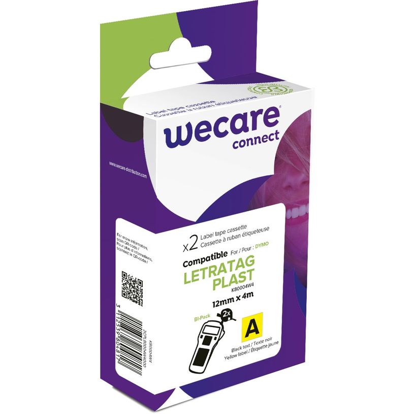 3112539804817-WECARE - lot de 2 Rubans d'étiquettes auto-adhésives pour DYMO LETRATAG PLAST - S0721620 -  rouleau (12 mm x 4 m-P_400014053_1-0