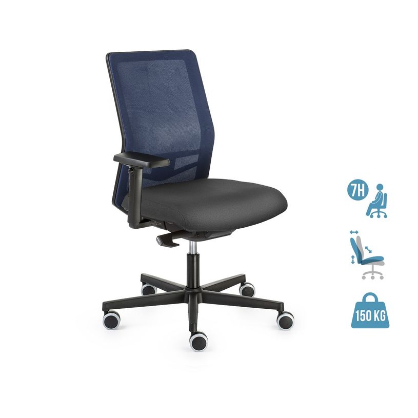 0404000142157-Fauteuil de bureau EQUIS - accoudoirs en option - dossier bleu marine siège noir-P_400014215_1-0