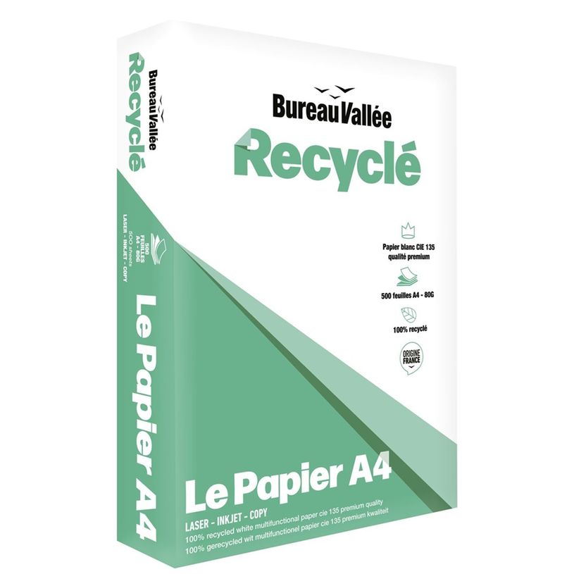 3329680000986-Bureau Vallée Recyclé - Papier blanc - A4 (210 x 297 mm) - 80 g/m² - Ramette de 500 feu-P_405110984_1-0