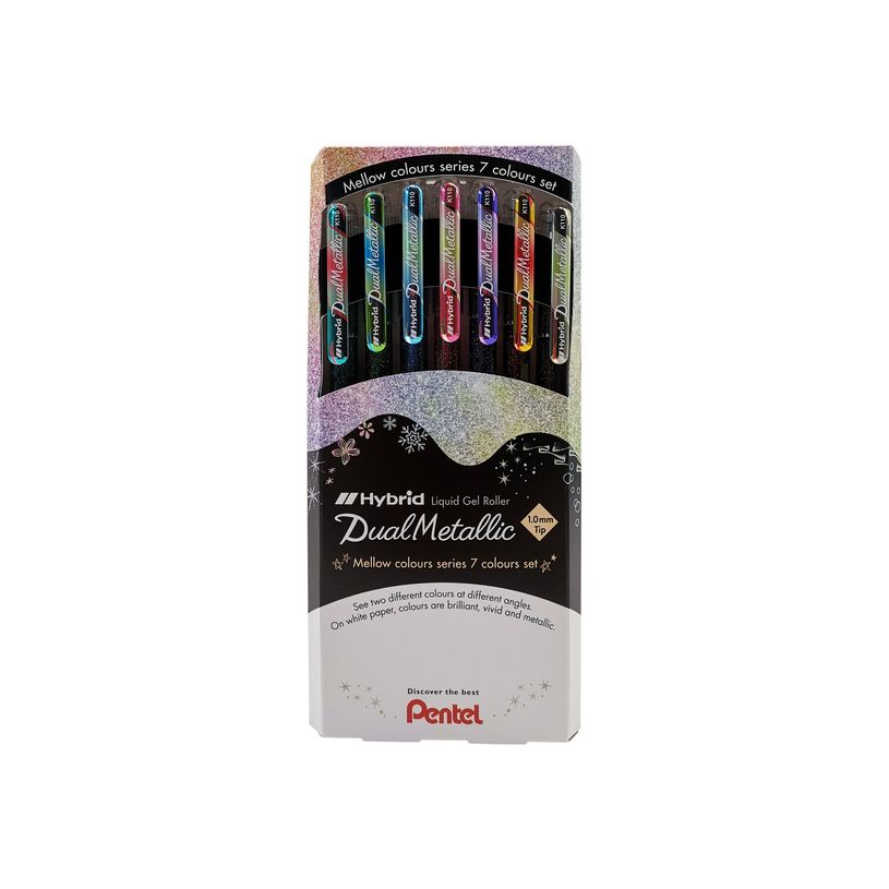 0884851053633-Pentel Hybrid Dual Metallic - 7 Rollers - couleurs métalliques assorties-P_405113561_2-0