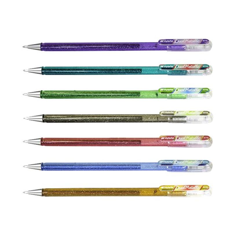 0884851053633-Pentel Hybrid Dual Metallic - 7 Rollers - couleurs métalliques assorties-P_405113561_3-1
