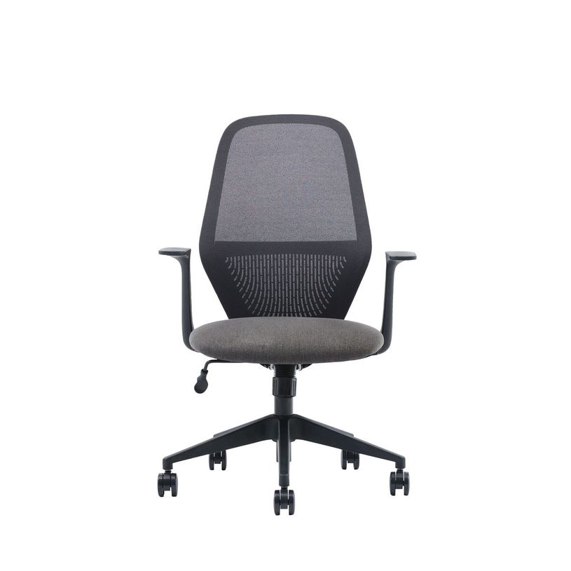 3701338802515-Fauteuil de bureau TIME - accoudoirs fixes - pied noir  - assise gris foncé-P_405113814_2-1