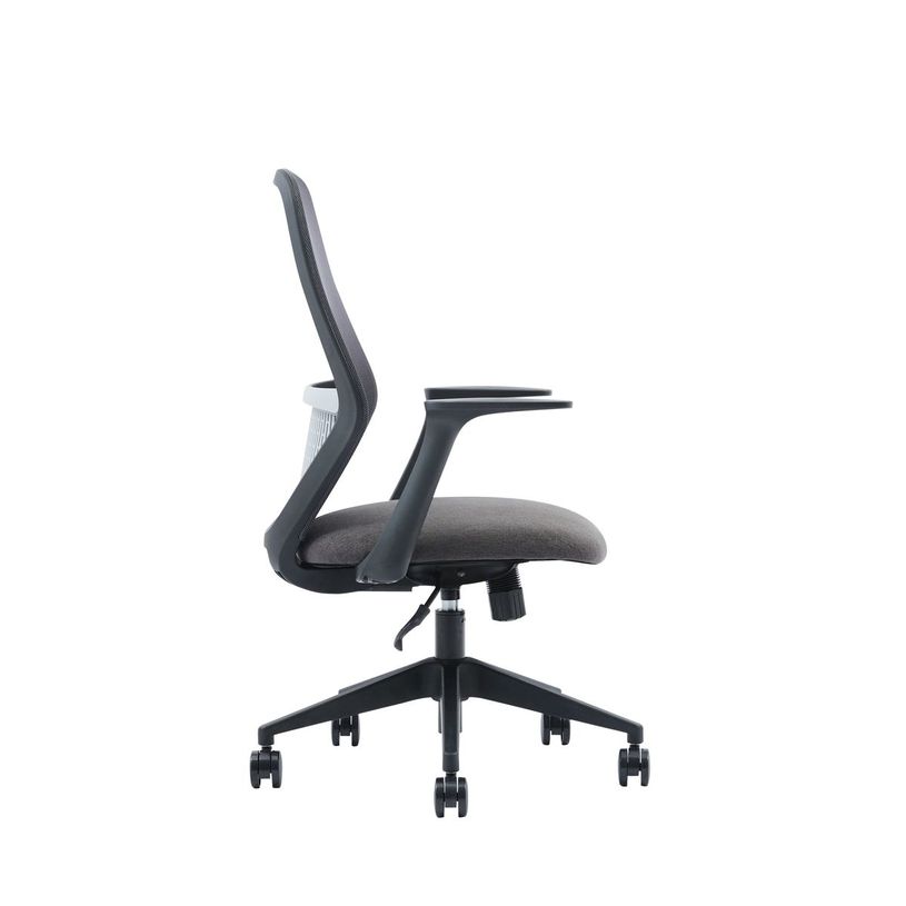 3701338802515-Fauteuil de bureau TIME - accoudoirs fixes - pied noir  - assise gris foncé-P_405113814_3-2