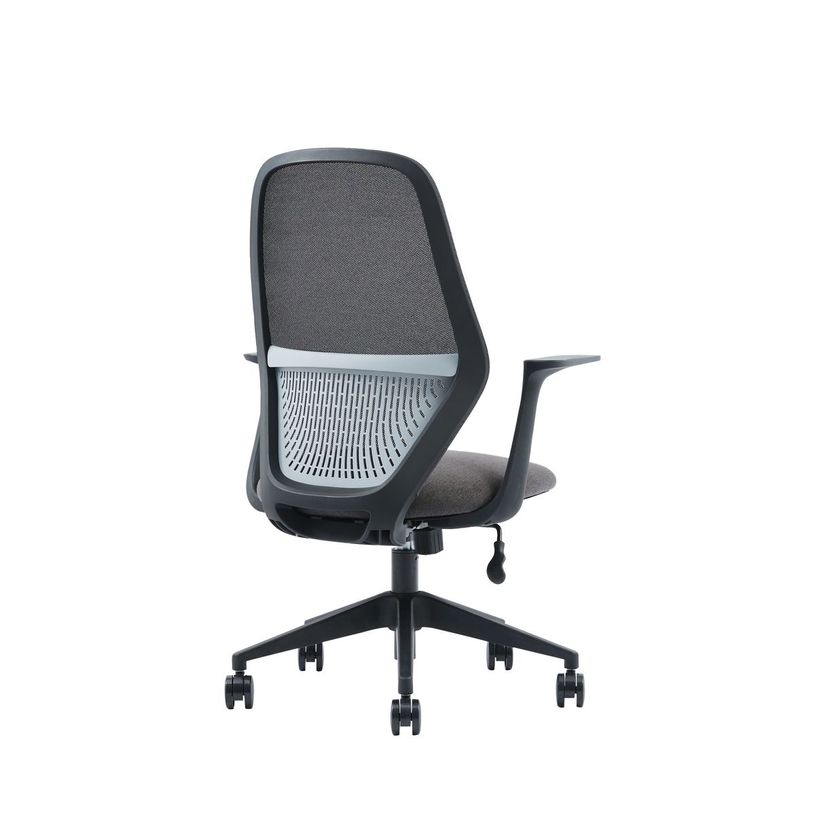 3701338802515-Fauteuil de bureau TIME - accoudoirs fixes - pied noir  - assise gris foncé-P_405113814_4-3