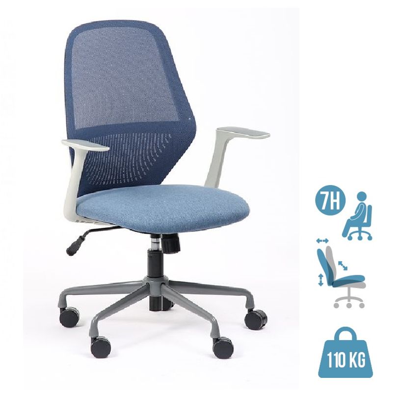 3701338802218-Fauteuil de bureau TIME - accoudoirs fixes gris clair - bleu-P_405113818_1-0