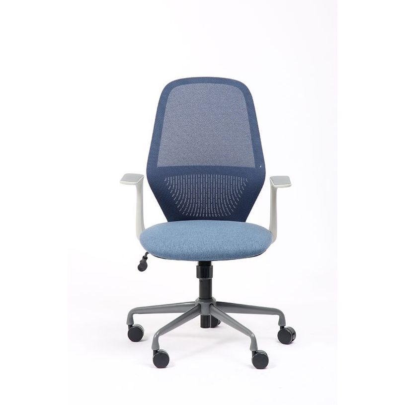 3701338802218-Fauteuil de bureau TIME - accoudoirs fixes gris clair - bleu-P_405113818_3-2