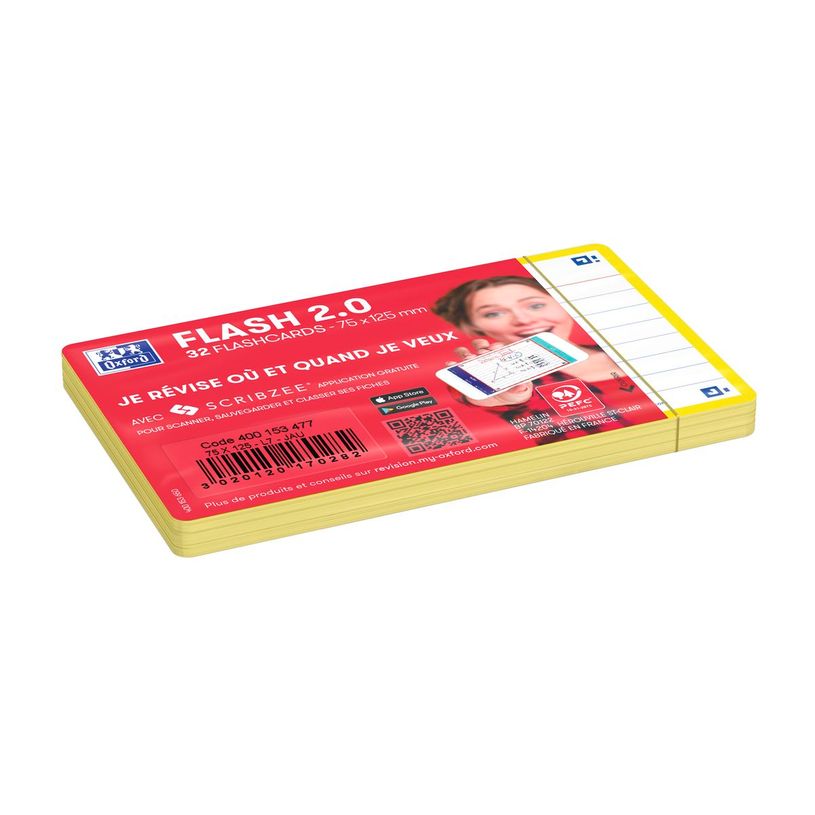 3020120170282-Oxford FLASH 2.0 - Pack de 32 cartes - A7 - ligné - jaune-P_405113941_3-1
