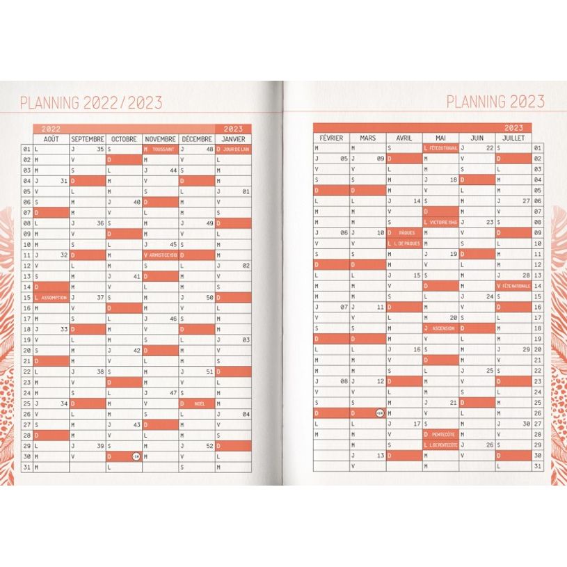 3592930019674-Agenda broché Natural Kraft corail - 1 jour par page - 12,5 x 17,5 cm - Bouchut-P_405114201_5-4