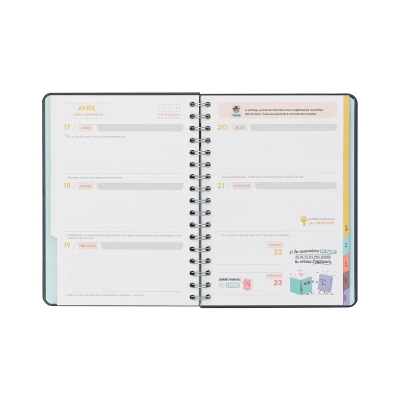 8445641000828-Agenda à spirale Mr Wonderful - 1 semaine sur 2 pages - 17 x 22 cm - Oberthur-P_405114665_17-1