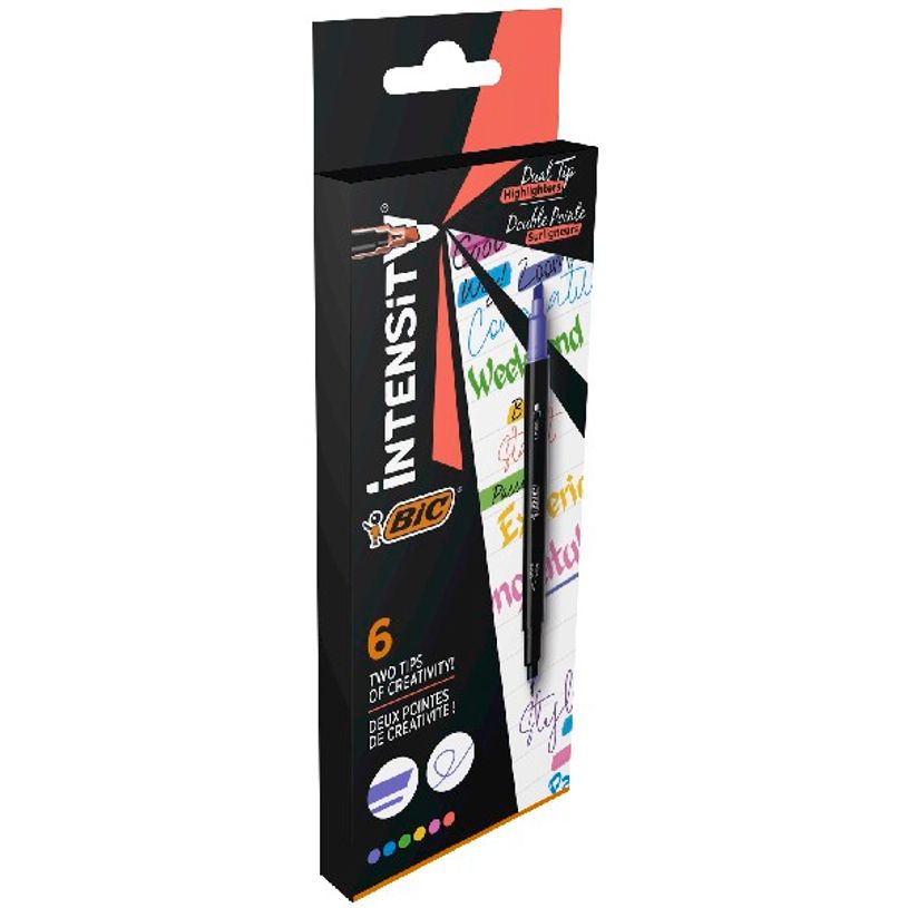 3086123681347-BIC Intensity Dual Tip - 6 Feutres Surligneurs double pointe - couleurs assorties-P_405116824_2-1