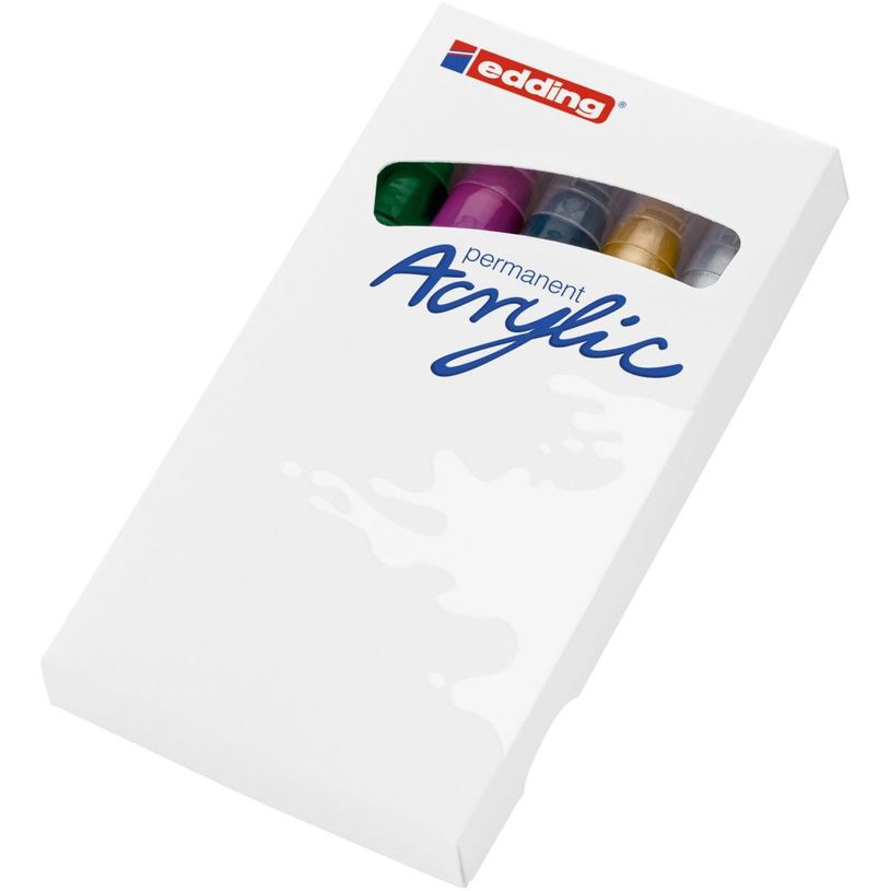 4057305030962-Edding 5100 - Pack de 5 marqueurs acryliques - argent, rouge, vert mousse, or, bleu nuit-P_405117152_9-2
