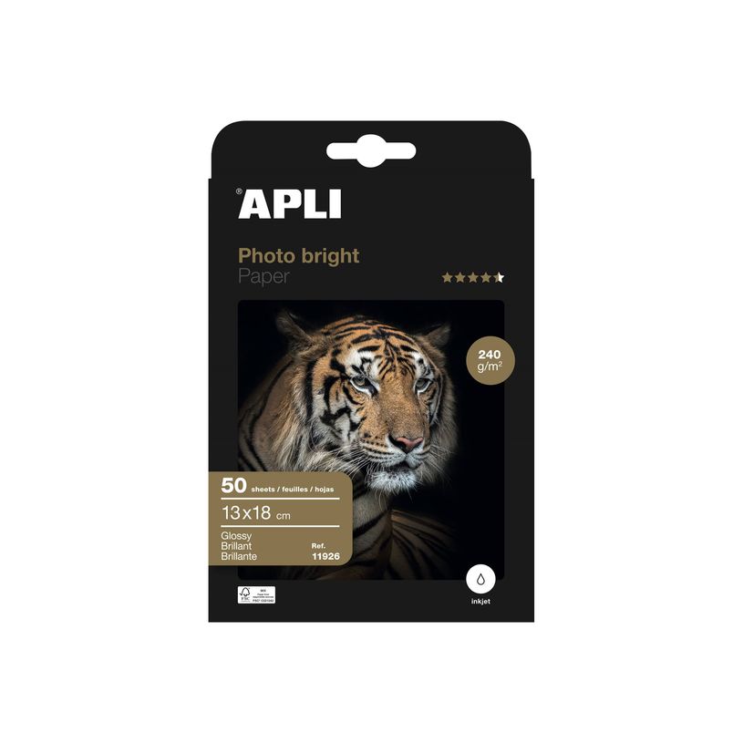 8410782119265-APLI Photo Bright - papier photo - brillant - 50 feuille(s) - 130 x 180 mm - 240 g/m²-P_405118443_3-0