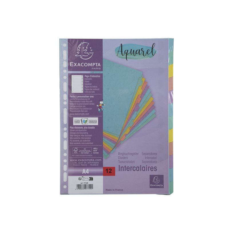 3130630077121-Exacompta Aquarel - Intercalaire 12 positions - A4 - couleurs pastels assorties-P_405119137_5-0