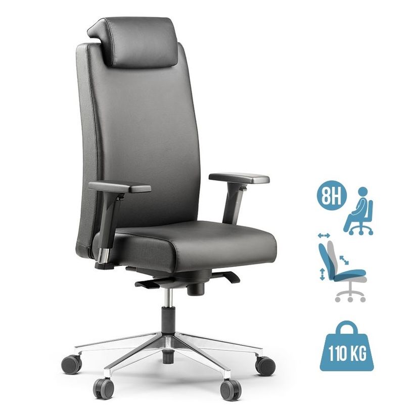 3660916038213-Fauteuil de bureau BOP - accoudoirs réglables - appui-tête - cuir noir-P_405119677_1-0
