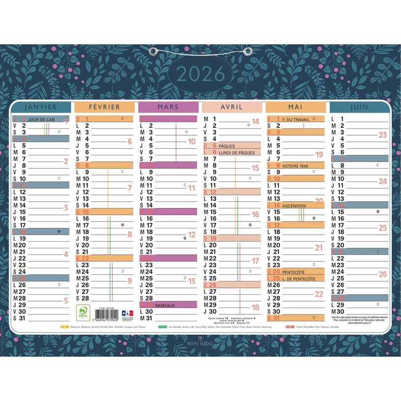 3660942079020-Calendrier Mini Labo - 6 mois par face - 43 x 33,5 cm - Exacompta--0
