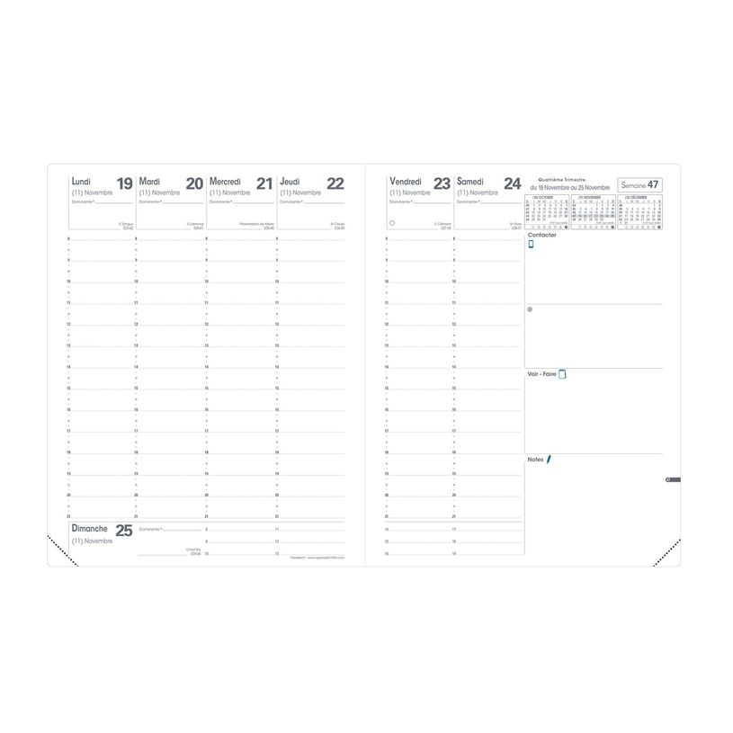 3371010487370-Agenda Colette President avec répertoire - 1 semaine sur 2 pages - 21 x 27 cm - bleu marine - Quo Vadi--2