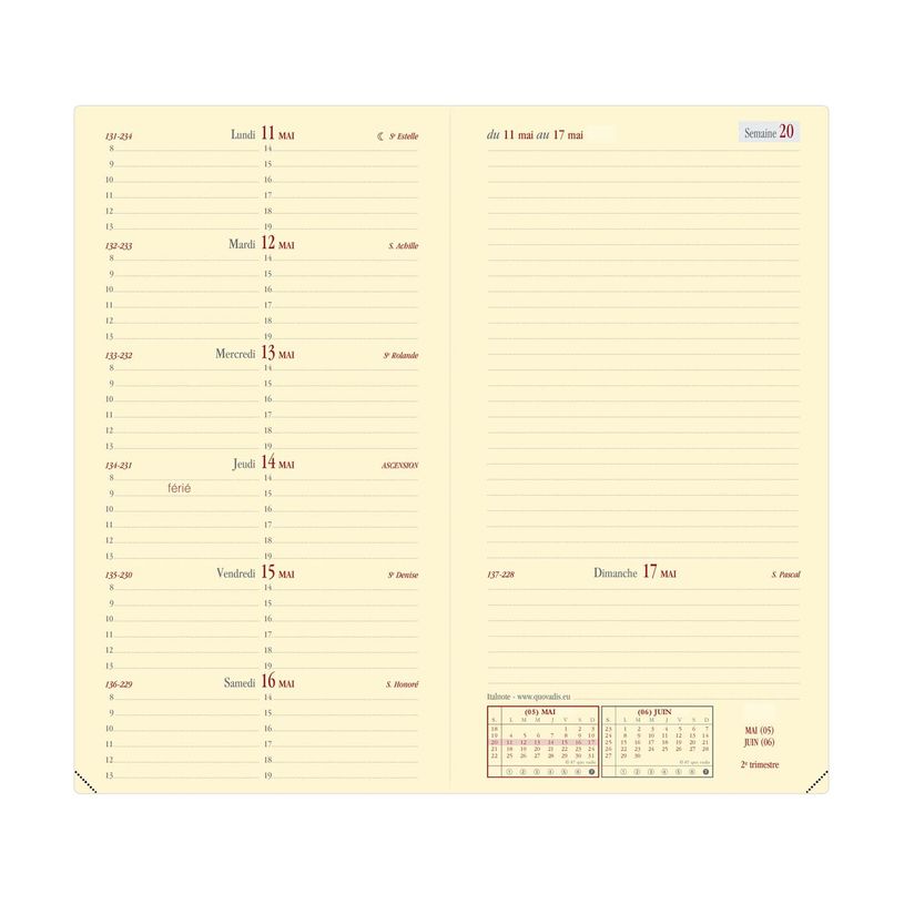 3371010488711-Agenda de poche Soho Italnote avec répertoire - 1 semaine sur 2 pages - 8,8 x 17 cm - bleu acier - Quo--1