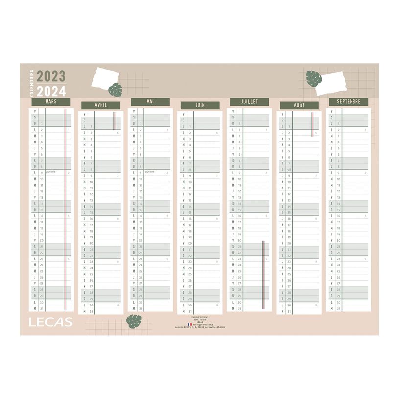 3147280240928-Lecas Brut - Calendrier 7 mois par face - 32 x 42 cm-P_405120056_1-0