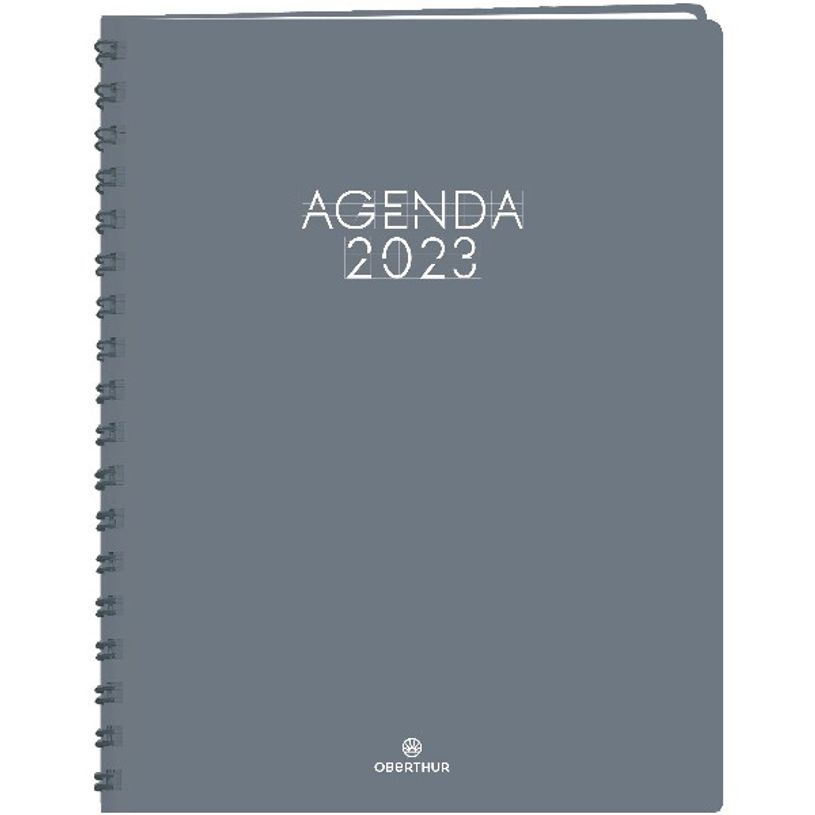 3664447134192-Agenda Portland - 1 semaine sur 2 pages - 22 x 30,7 cm - gris - Oberthur-P_405120142_1-0