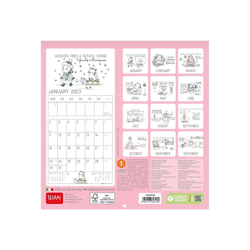 8054117623180-Calendrier mensuel Chats endormis - 18 x 18 cm - Legami-P_405121167_4-2
