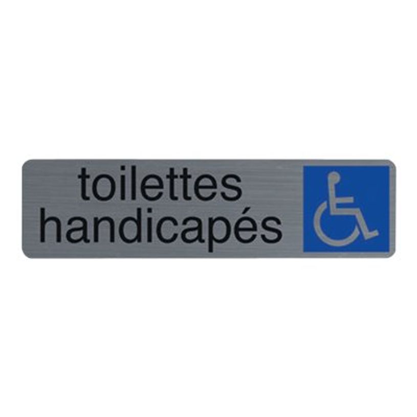 3130630671640-Exacompta - Plaque de signalisation Toilettes handicapés - 165 x 44 mm - aluminium bross