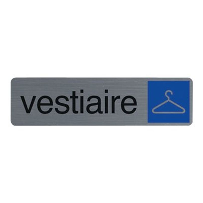 3130630671664-Exacompta - Plaque de signalisation Vestiaire - 165 x 44 mm - aluminium brossé-P_405121404_3-0