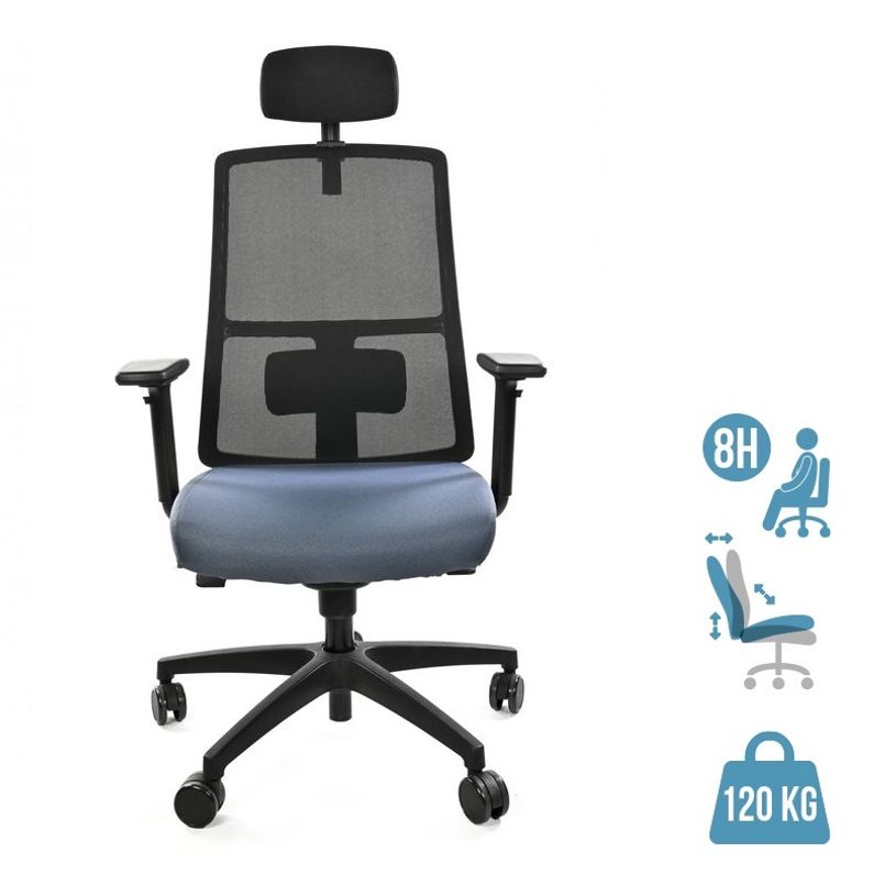 8033540636684-Fauteuil de bureau ARMONIA - accoudoirs réglables - appuie-tête réglable - gris-P_405121630_1-0