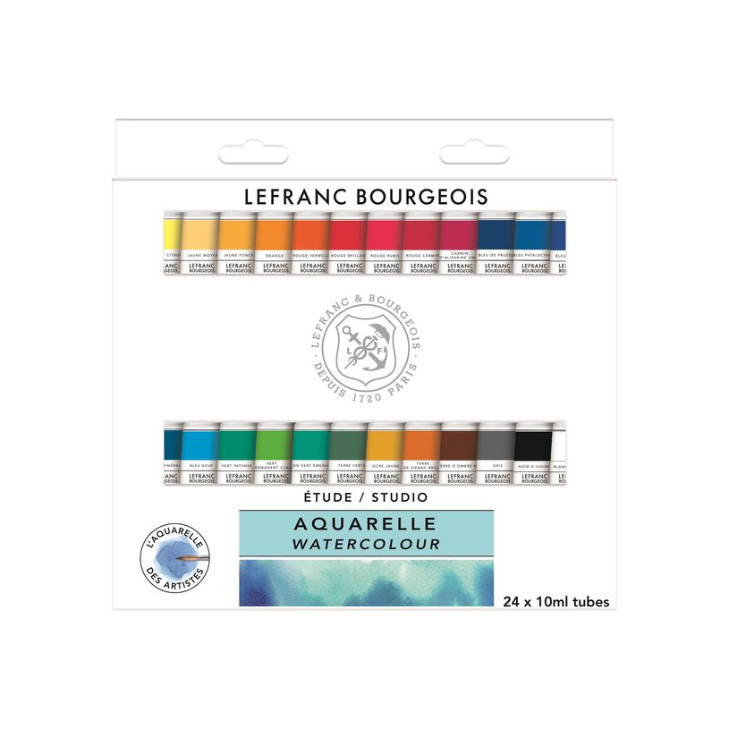 3013643014492-Lefranc Bourgeois Studio - 24 Tubes de peinture aquarelle - couleurs assorties-P_405121708_3-0