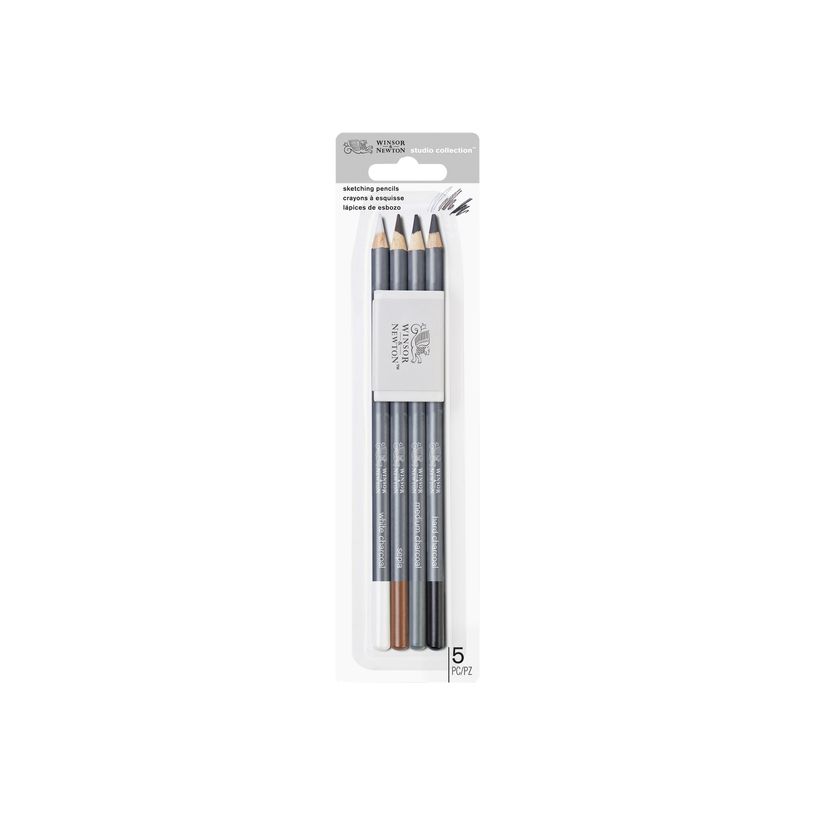 884955064863-Winsor & Newton Studio Collection - Pack de 4 crayons esquisse + gomme - sépia, charbon blanc-P_405121767_1-0