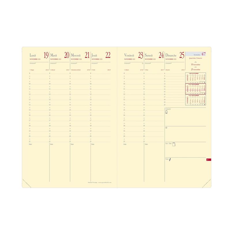 3371010448340-Agenda Soho Ministre Prestige avec répertoire - 1 semaine sur 2 pages - 16 x 24 cm - rouge - Quo Vadis--1
