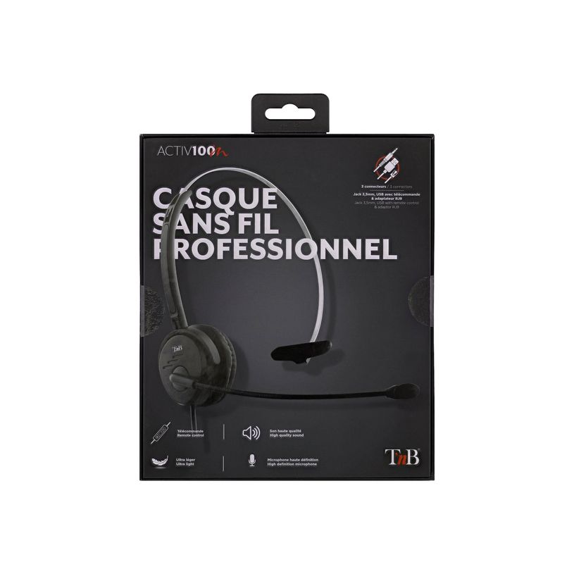3303170104613-T'nB ACTIV 100M - casque filaire avec micro - mono oreillette - noir-P_405122731_6-5