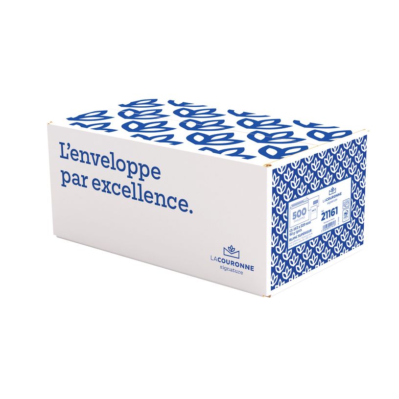 3240180211613-La Couronne -  500 Enveloppes C5 162 x 229 mm - 90 gr- fenêtre vitrex 45x100mm  blanc - bande aut-P_405123058_1-0