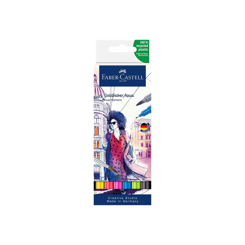 4005401646068-Faber-Castell Goldfaber Aqua - 6 Feutres double pointe - couleurs assorties-P_405124204_3-0