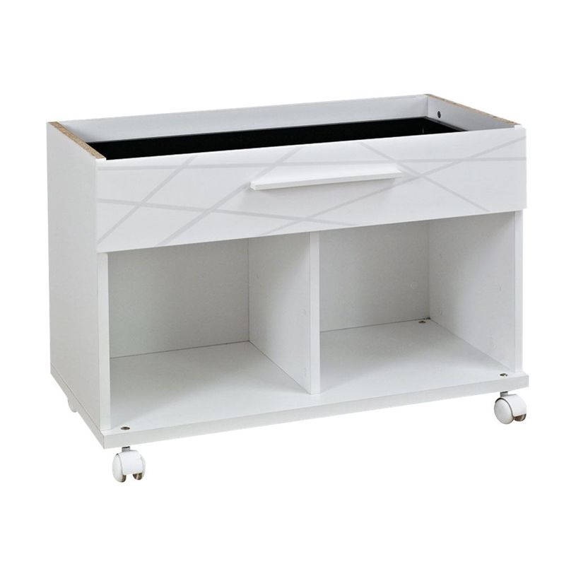 3483600202222-Rangement bas mobile SUNDAY - L80 x H59 x P42 - 1 tiroir+ 2 cases - blanc graphic-P_405124457_1-0