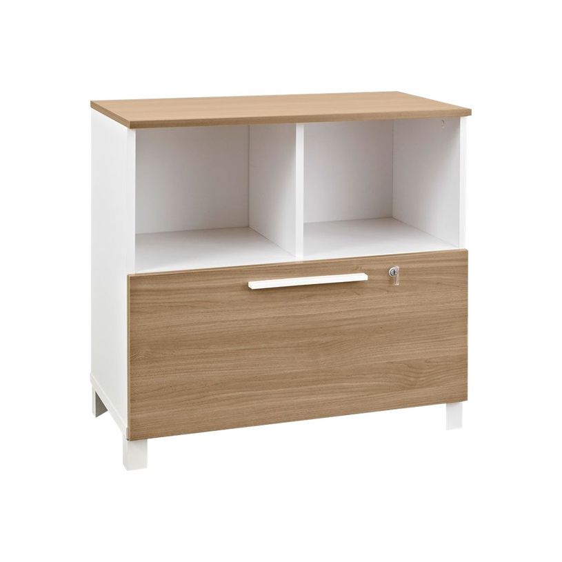 3483600215864-Rangement bas SUNDAY - L80 x H79 x P42 - 2 cases + 1 tiroir - façade et dessus chêne (To-P_405124464_2-0