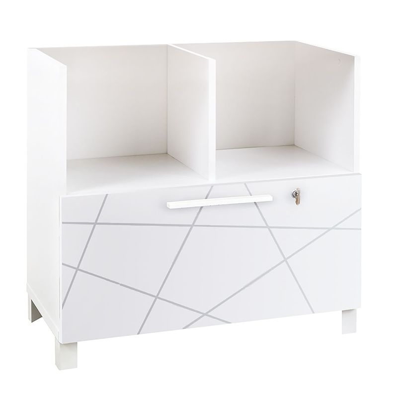 3483600215987-Rangement bas SUNDAY - L80 x H79 x P42 - 2 cases + 1 tiroir - blanc graphic (Top bois à p-P_405124473_1-0