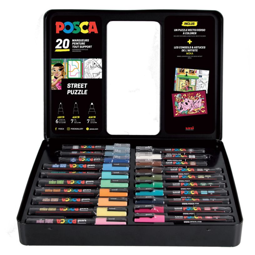 3296280048055-Posca Street Puzzle - Pack de 20 marqueurs – coffret métallique - pontes et couleurs as-P_405127678_2-1