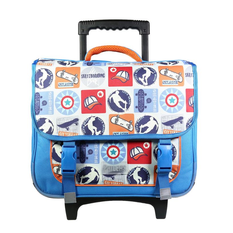3666311009858-Cartable à roulettes Phileas Skate 38 cm - 2 compartiments - bleu - Bagtrotter-P_405128970_1-0