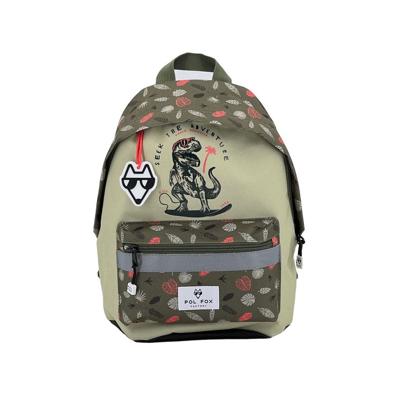 3663842007827-Sac à dos maternelle Dino Kaki - 1 compartiment - dinosaure - Pol Fox-P_405129112_1-0