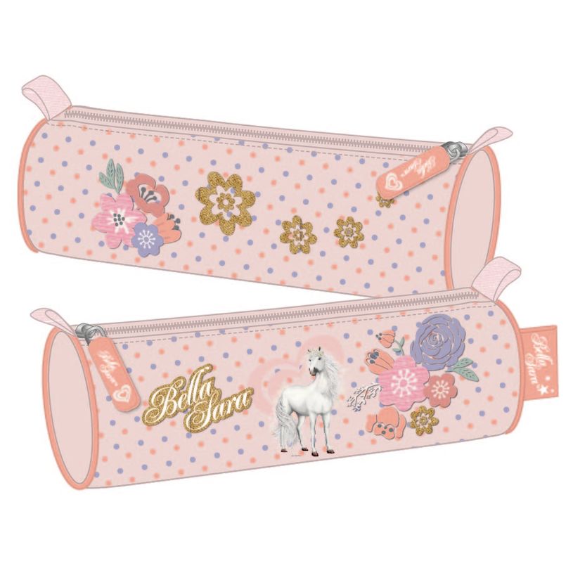 3661507528427-Trousse ronde Bella Sara Romantic - 1 compartiment - rose poudré - Kid'Abord-P_405129137_1-0