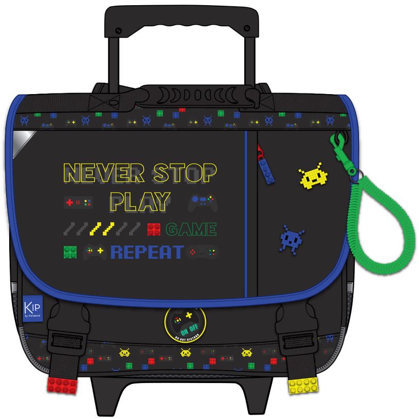 3661507024653-Cartable à roulettes KIP Game Zone 38 cm - 2 compartiments - noir - Kid'Abord-P_405129288_1-0