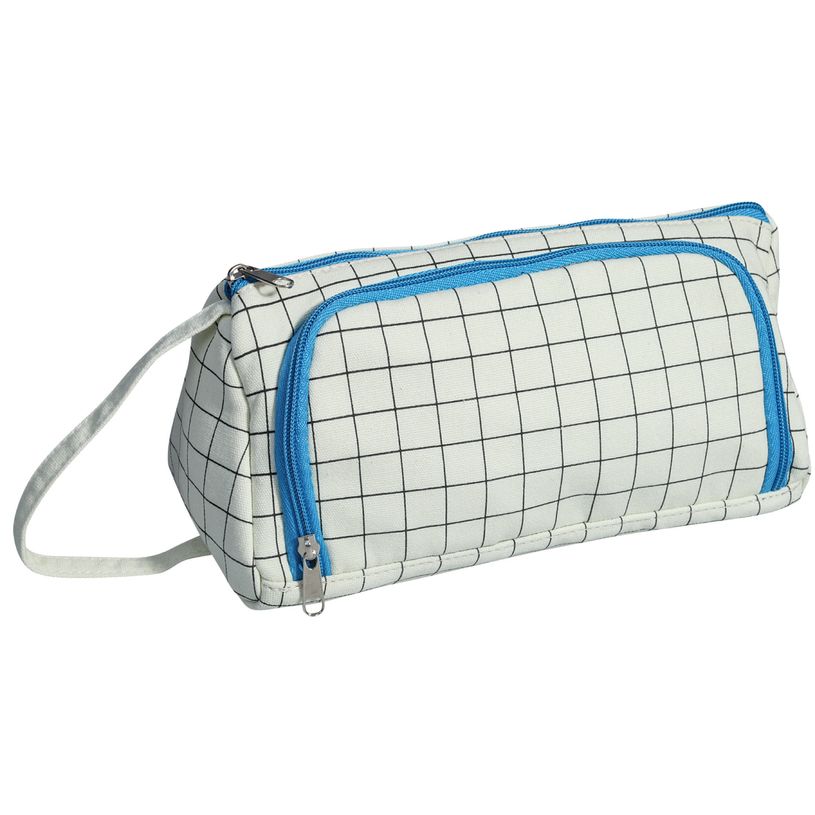 3173741250205- Trousse Walker Canvas grid - 1 compartiment - noir/bleu-P_405129381_1-0